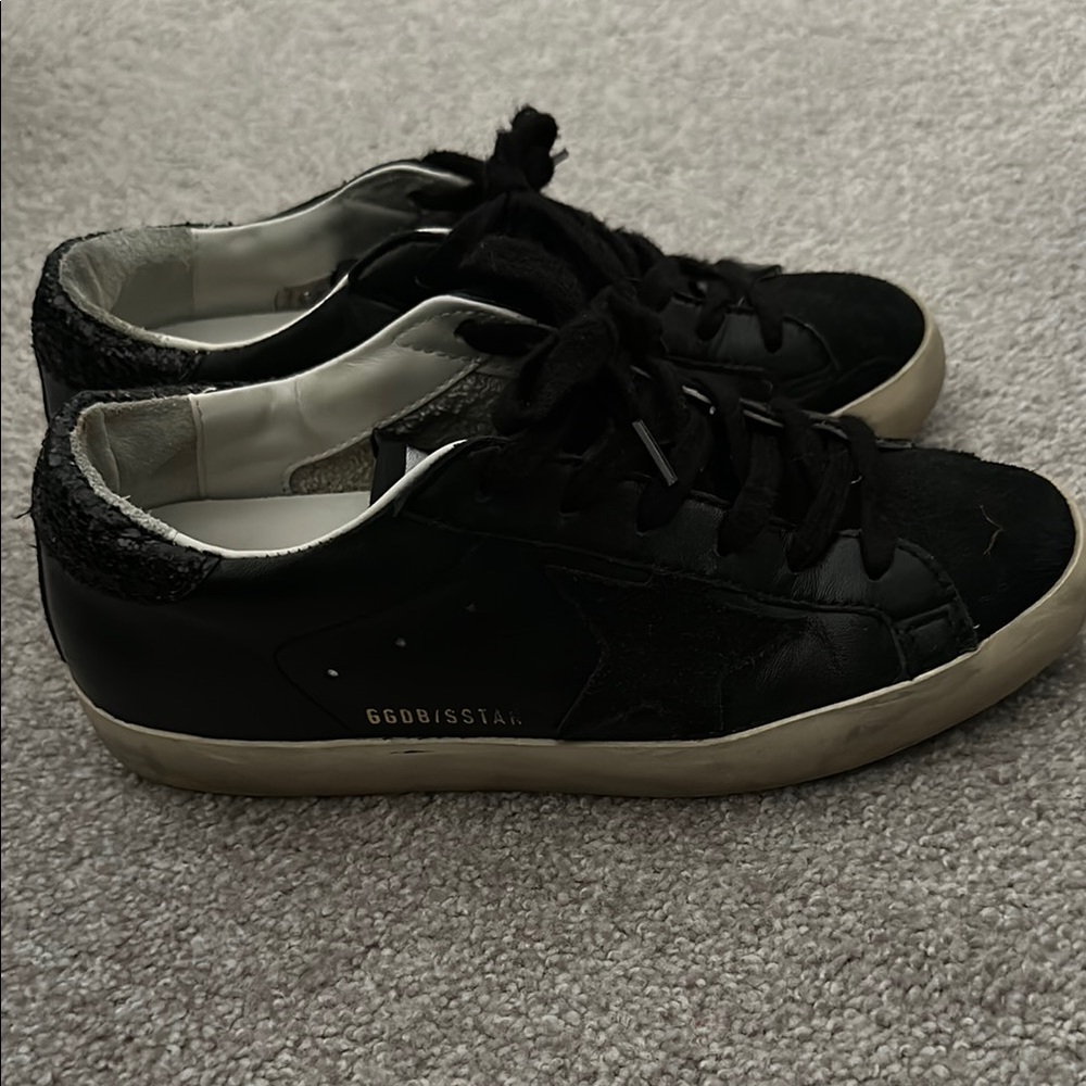 Golden Goose Black Sneakers with White Soles